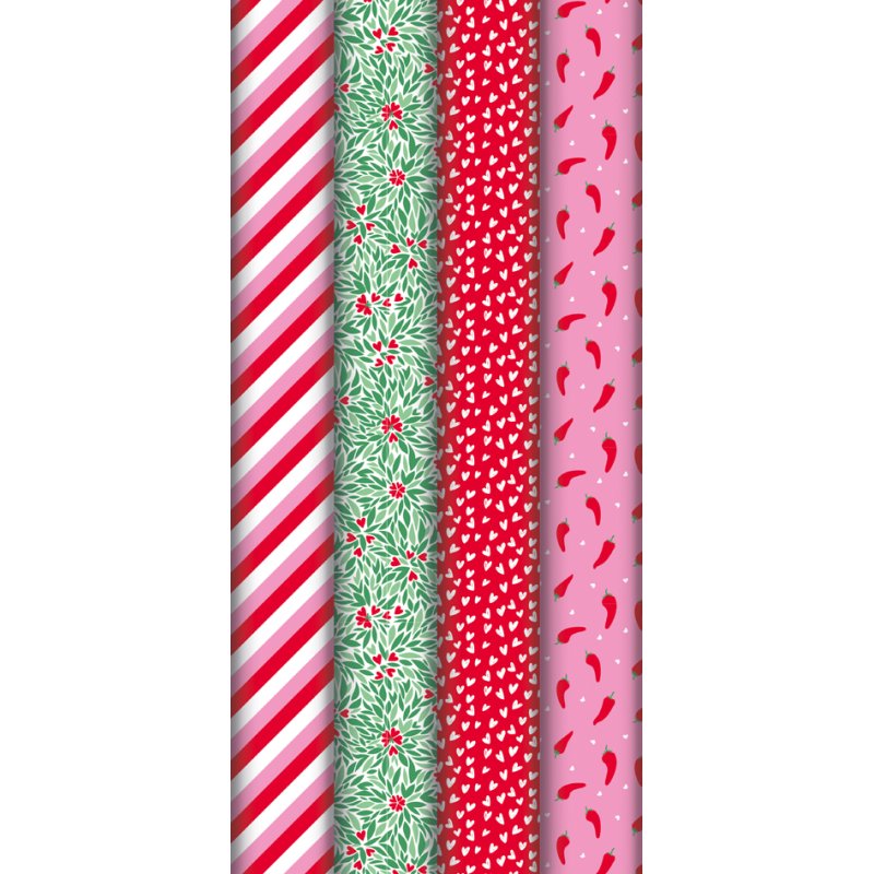 Clairefontaine wrapping paper Spicy Love, assorted designs, 700×2000 mm, 30 rolls