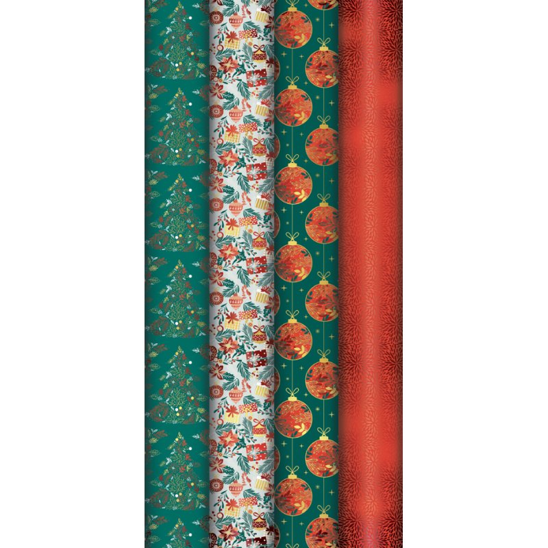 Clairefontaine Christmas gift wrap Fancy Xmas, assorted designs, 700 mm × 2.0 m
