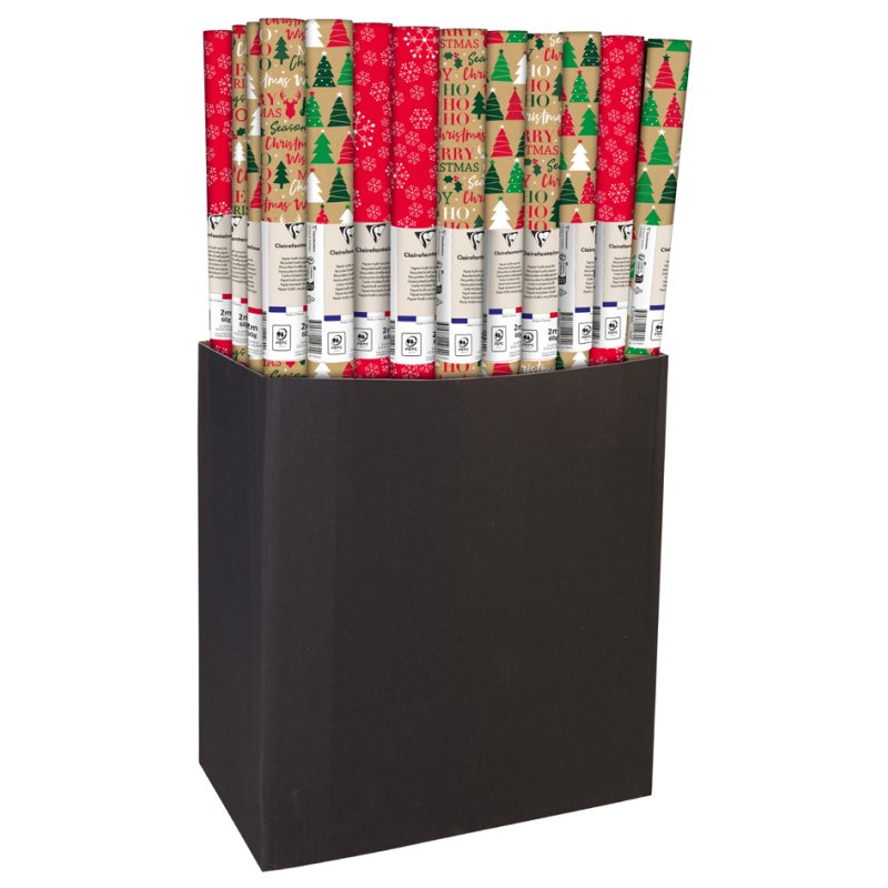 Clairefontaine Christmas gift wrap, assorted designs, 700 mm × 2.0 m, 60 rolls