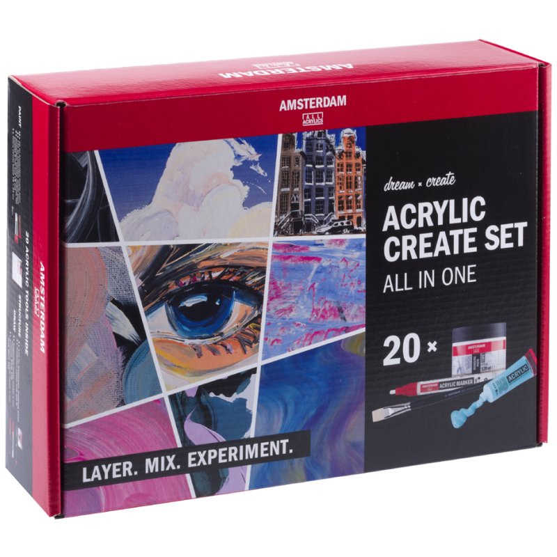 Royal Talens Amsterdam acrylverf starterset, 20-delig, gesorteerde kleuren
