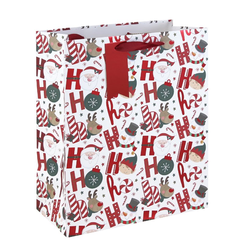 Clairefontaine Christmas gift bag Hohoho, white kraft paper, small