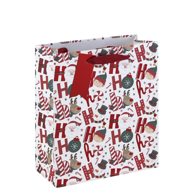 Clairefontaine Christmas gift bag Hohoho, white kraft paper, small