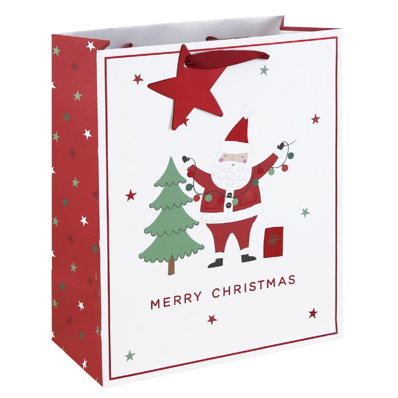 Clairefontaine Christmas gift bag Merry Xmas, white kraft, 265×140×330 mm