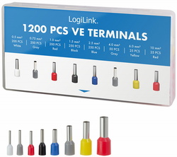 LogiLink Professional wire end ferrule set, insulated, 1,200 pieces, 0.5–10 mm²