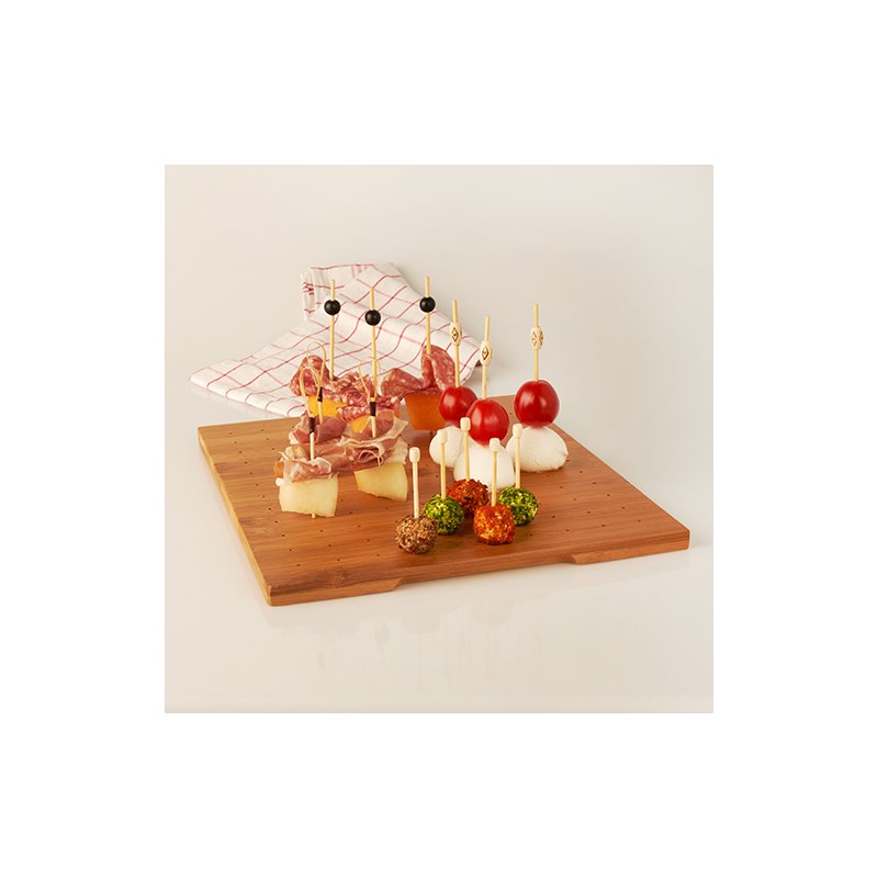 PAPSTAR plateau de présentation amuse-bouche piques, bambou, 250×300 mm, 120 trous