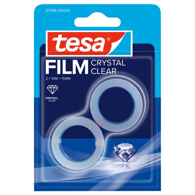 tesa plakband Crystal Clear, kristalhelder, 15 mm × 10 m, 2 rollen