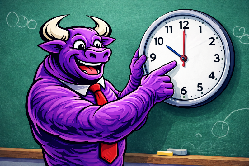 Roze kinderklok en stempelset 'Dolfijnen' — klokkijken wordt spelen!